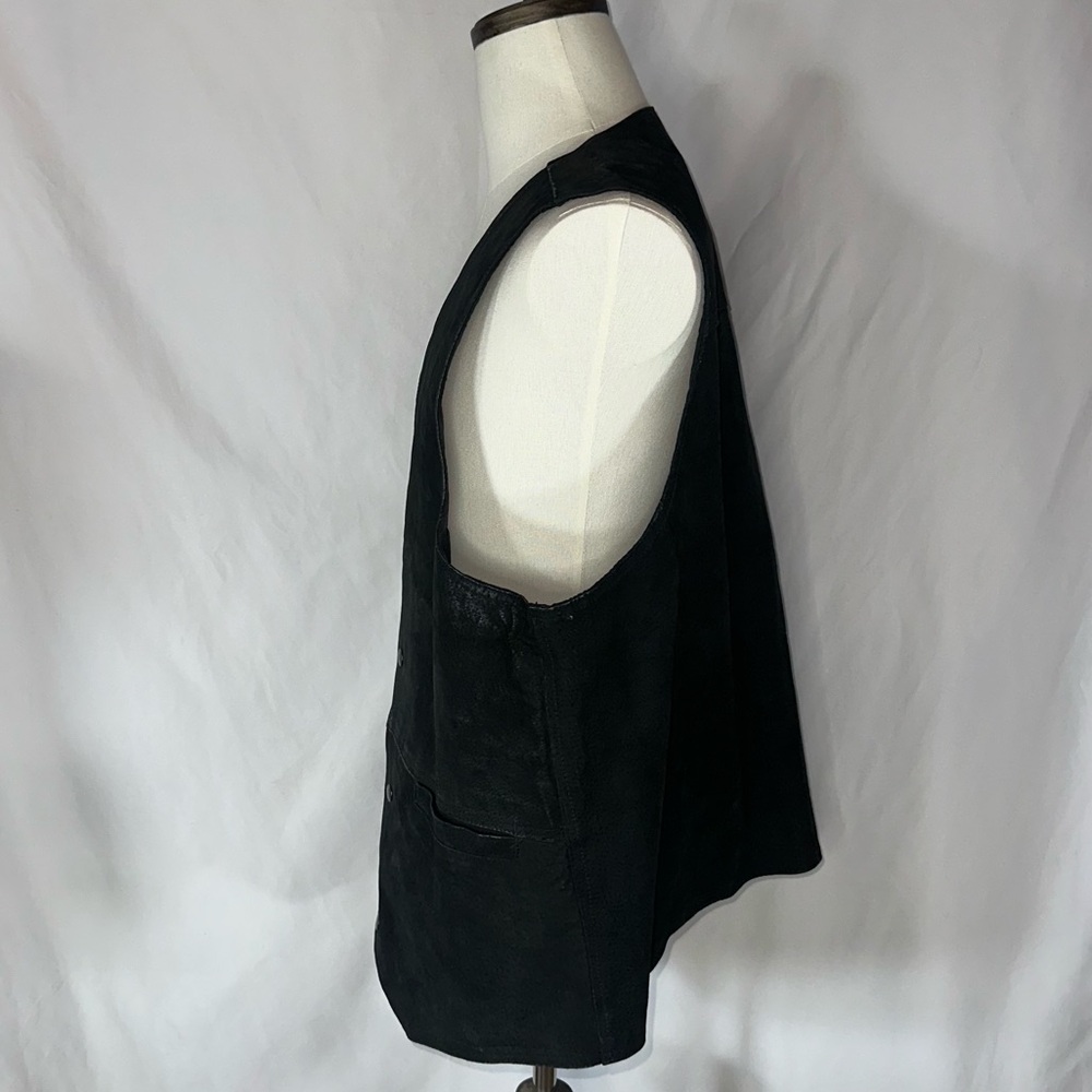 NRA Authentic Gear Men’s Lg Concealed Carry Black Leather Suede Lined Biker Vest - Picture 4 of 13